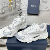 B22 Men's White/Silver Technical Mesh and Smooth Cowhide Low-Top Sneakers |3SN231YJG_H000