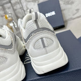 B22 Men's White/Silver Technical Mesh and Smooth Cowhide Low-Top Sneakers |3SN231YJG_H000