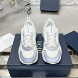 B22 Men's White/Silver Technical Mesh and Smooth Cowhide Low-Top Sneakers |3SN231YJG_H000