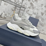 B22 Men's White/Silver Technical Mesh and Smooth Cowhide Low-Top Sneakers |3SN231YJG_H000