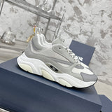 B22 Men's White/Silver Technical Mesh and Smooth Cowhide Low-Top Sneakers |3SN231YJG_H000