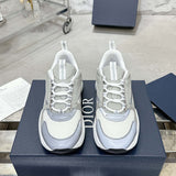 B22 Men's White/Silver Technical Mesh and Smooth Cowhide Low-Top Sneakers |3SN231YJG_H000