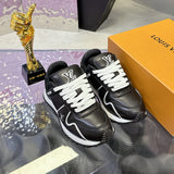 Men's Run Away Maxi Sneakers in Black & White Smooth Calfskin |1AHSS0