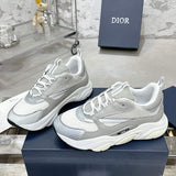 B22 Men's White/Silver Technical Mesh and Smooth Cowhide Low-Top Sneakers |3SN231YJG_H000