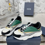 Men's B22 Black and White Mesh Sneakers, Featuring Green, White, and Gold-Toned Calfskin Low-Top Running Shoes |3SN231ZTA H668
