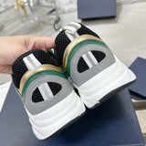 Men's B22 Black and White Mesh Sneakers, Featuring Green, White, and Gold-Toned Calfskin Low-Top Running Shoes |3SN231ZTA H668