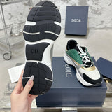 Men's B22 Series Sneakers White Mesh, Green Cowhide Leather Panels| 3SN231ZTA H668
