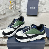 Men's B22 Series Sneakers White Technical Mesh Base with Forest Green Leather Panels |3SN231YKC_H565