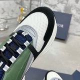 Men's B22 Series Sneakers White Technical Mesh Base with Forest Green Leather Panels |3SN231YKC_H565
