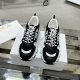 Women's Chrono Low-Top Sneakers in Black & White Mesh Fabric with Leather-Effect Material |KCK414TRM_S19W