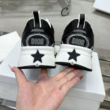 Women's Chrono Low-Top Sneakers in Black & White Mesh Fabric with Leather-Effect Material |KCK414TRM_S19W