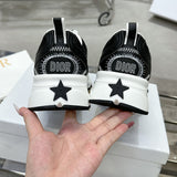 Women's Chrono Low-Top Sneakers in Black & White Mesh Fabric with Leather-Effect Material |KCK414TRM_S19W