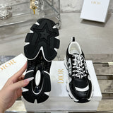 Women's Chrono Low-Top Sneakers in Black & White Mesh Fabric with Leather-Effect Material |KCK414TRM_S19W
