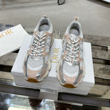 Women's Chrono Sneakers White mesh fabric with nude and silver laminated leather effect overlays| KCK414TRL_S49G
