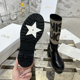 D-Major Women's Rider Boots in Black Calfskin with Warm Taupe Technical Fabric| KCI611SCN_S46X