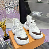 Women's Archlight 2.0 Platform Sneakers White/Brown Calfskin with Technical Mesh |1ABHZN
