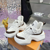 Women's Archlight 2.0 Platform Sneakers White/Brown Calfskin with Technical Mesh |1ABHZN