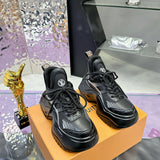 Women's Archlight 2.0 Thick-Sole Sneakers in Black Calfskin and Monogram Canvas |1ABHZ7