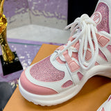 Women's Archlight Sneakers White/Pink Calfskin, Technical Fabric and Nylon Blend| 1A9RUT