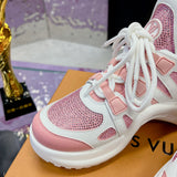Women's Archlight Sneakers in White/Pink Calfskin and Technical Fabric |1ABP72
