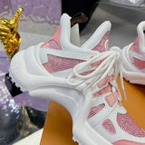 Women's Archlight Sneakers in White/Pink Calfskin and Technical Fabric |1ABP72