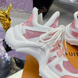 Women's Archlight Sneakers in White/Pink Calfskin and Technical Fabric |1ABP72