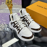Women's Archlight Sneakers White/Brown Calfskin and High-Tech Mesh |1A43L1
