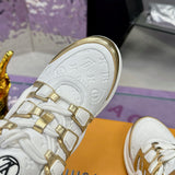 Women's Archlight Sneakers in White Technical Fabric and Gold Patent Leather| 1A52J2