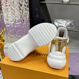 Women's Archlight Sneakers in White Technical Fabric and Gold Patent Leather| 1A52J2