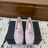 Women's Light Purple Patent Calfskin Moccasin Loafers |G45409 B15232 NT977