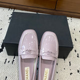 Women's Light Purple Patent Calfskin Moccasin Loafers |G45409 B15232 NT977
