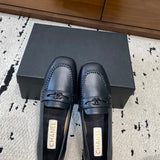 Women's Black Calfskin Double C Loafers with Stitching |G39396X5673094305