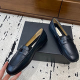 Men's Black Calfskin Double C Loafers with Stitching |G39396X5673094305