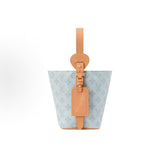 All In BB Bucket Bag in Messenger Blue, crafted from coated canvas with natural cowhide trim |M27529