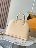 Alma PM Beige Leather Handbag Monogram Pattern, Refined VVN Calfskin |M27388