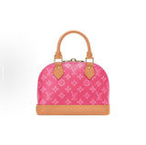 Alma PM Handbag Glacier Blue  Monogram-coated canvas with vachetta leather trim|M27526