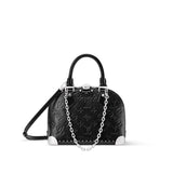Alma Trunk BB Handbag, Black Calfskin with Monogram Saga Embossing| M27812