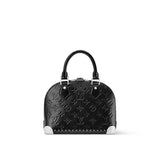 Alma Trunk BB Handbag, Black Calfskin with Monogram Saga Embossing| M27812