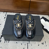 Women's Black Lambskin Diamond-Quilted Double C Buckle Mule/Loafer |G45474 X01000 94305