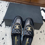 Women's Black Lambskin Diamond-Quilted Double C Buckle Mule/Loafer |G45474 X01000 94305