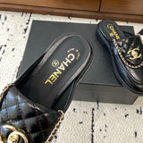 Women's Black Lambskin Diamond-Quilted Double C Buckle Mule/Loafer |G45474 X01000 94305