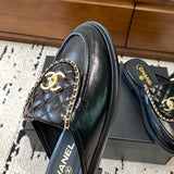 Women's Black Lambskin Diamond-Quilted Double C Buckle Mule/Loafer |G45474 X01000 94305
