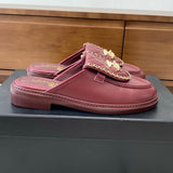 Women's Burgundy Diamond-Quilted Leather CC Buckle Loafers| G46799 B22185 U4155
