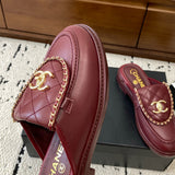 Women's Burgundy Diamond-Quilted Leather CC Buckle Loafers| G46799 B22185 U4155