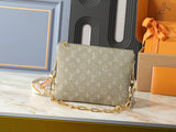 Coussin PM Handbag in Khaki Cotton Denim |M28360