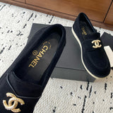 Women's Black Suede Calfskin Pearl Moccasin Loafers G45474