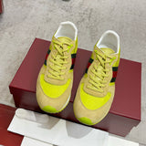 Men's Re-Motion Collection Yellow GG Nylon and Suede Sneakers |832461 AAEW3
