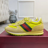 Men's Re-Motion Collection Yellow GG Nylon and Suede Sneakers |832461 AAEW3