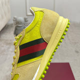 Men's Re-Motion Collection Yellow GG Nylon and Suede Sneakers |832461 AAEW3