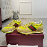Men's Re-Motion Collection Yellow GG Nylon and Suede Sneakers |832461 AAEW3